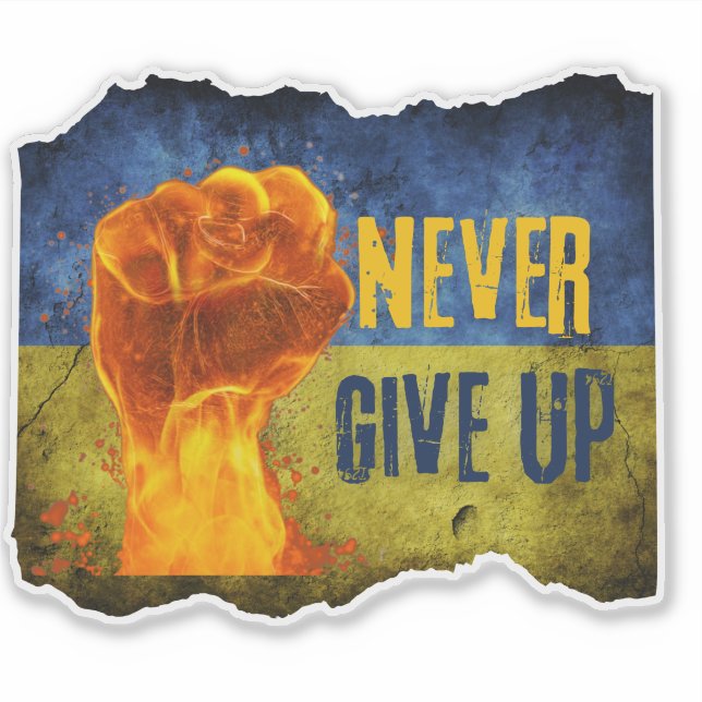 Grunge Never Give Up Ukraine Flaming Fist Vinyl (Front)