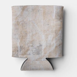 Grunge newspaper, vintage texture collage can cooler