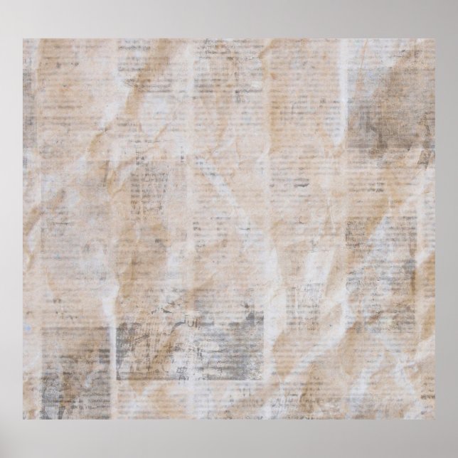 Grunge newspaper, vintage texture collage poster (Front)