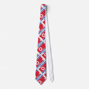 Grunge North Korea Flag Tie