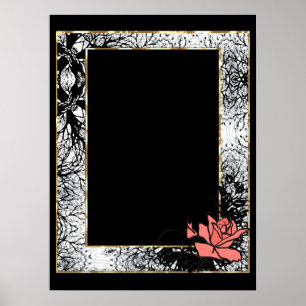 Grunge oldish retro vintage rose coral flowers flo poster