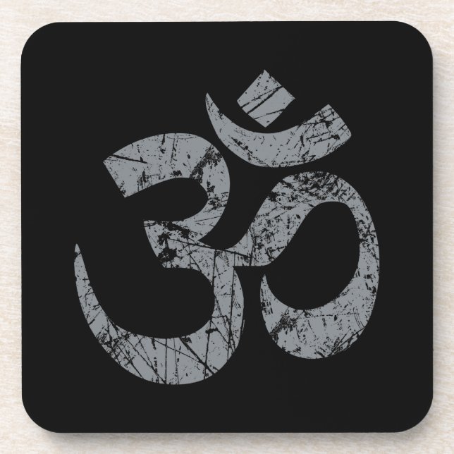 Grunge OM Symbol Spirituality Yoga Coaster (Front)