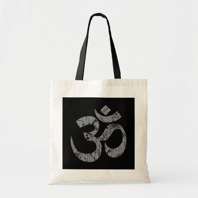 Grunge OM Symbol Spirituality Yoga Tote Bag (Front)