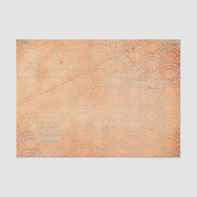 Grunge Orange Retro Art Deco Tissue Paper (Front)
