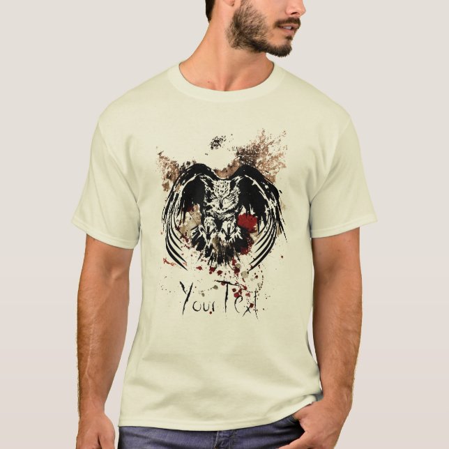 Grunge Owl Flying Towards T-Shirt (Front)