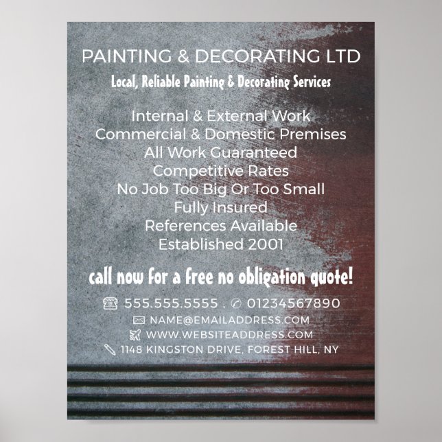 Grunge Painted Wall, Painter & Decorator Poster (Front)