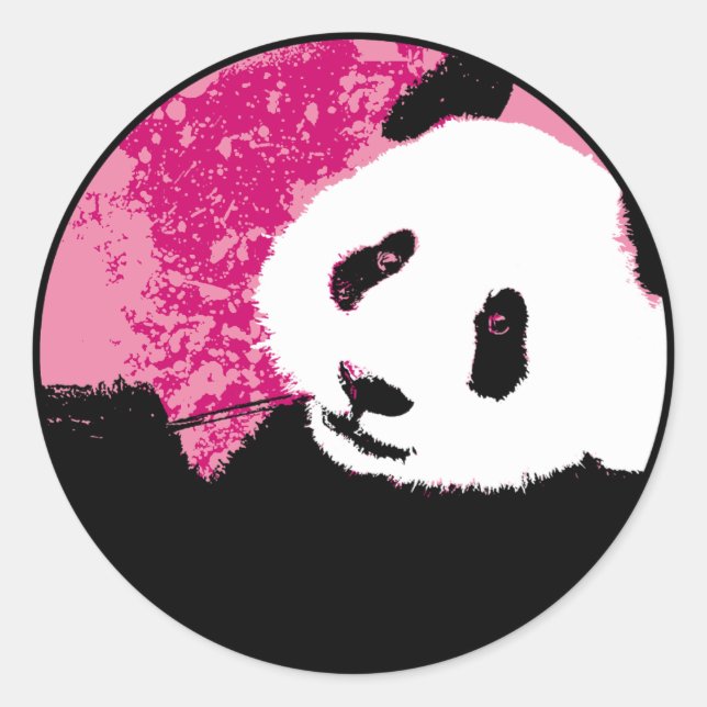 grunge panda. classic round sticker (Front)