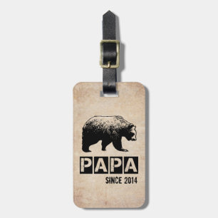 Grunge Papa Bear Dad Year Of Fatherhood Luggage Tag
