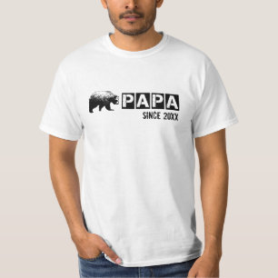Grunge Papa Bear Since 2014, Black T-Shirt