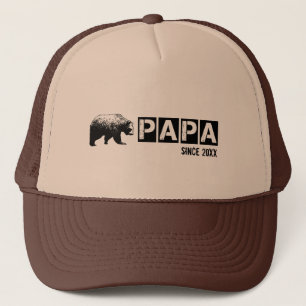 Grunge Papa Bear Since Year, Black Trucker Hat