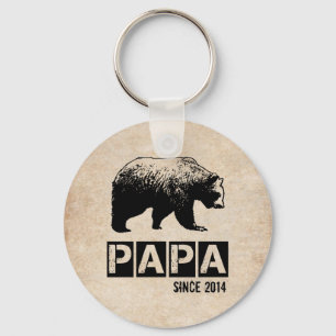 Grunge Papa Bear Year of Fatherhood Keychain