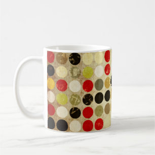 grunge paper background with colored circles patte coffee mug