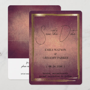 Grunge Patina vintage rust brown metallic Save The Date