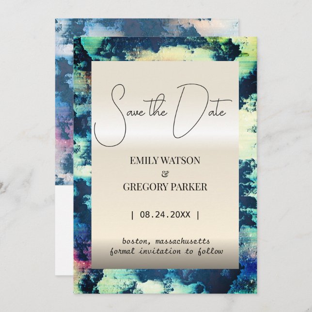 Grunge Patina vintage rust metallic Save The Date (Front/Back)