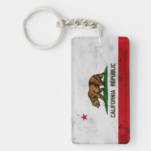Grunge Patriotic California State Flag Key Ring