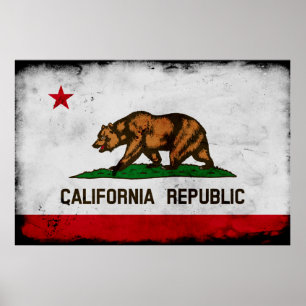 Grunge Patriotic California State Flag Poster