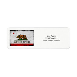 Grunge Patriotic California State Flag Return Address Label