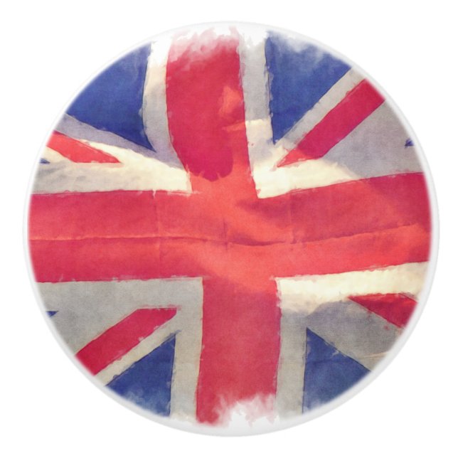 Grunge Patriotic Flag of the UK - British Pride Ceramic Knob (Front)