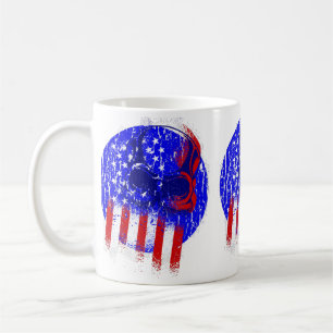 grunge patriotic skull american flag skeleton coffee mug