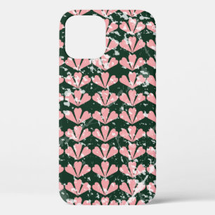grunge pattern background, hearts, flower, pink. T iPhone 12 Case
