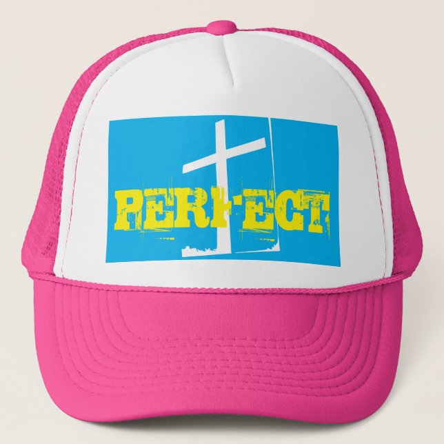 grunge PERFECT lettering & Cross | Trucker Hat (Front)