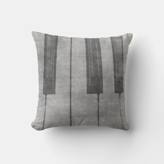 Grunge piano keyboard muted grey image cushion (Front)