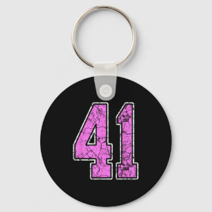 Grunge Pink And Pink Number 41 Jersey Player Unifo Key Ring