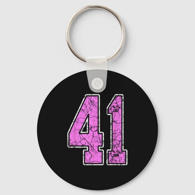 Grunge Pink And Pink Number 41 Jersey Player Unifo Key Ring (Front)
