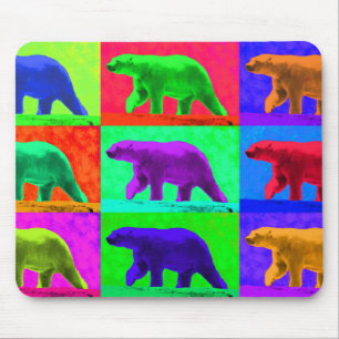Grunge Pop Art Popart Polar Bear Multi-Panel Mouse Pad
