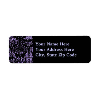 Grunge Purple Damask Return Address Label
