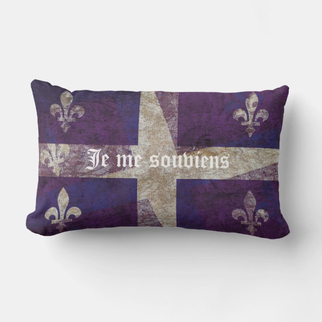 Grunge Quebec flag - Je me souviens Lumbar Cushion (Front)