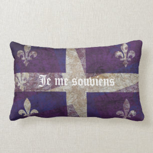 Grunge Quebec flag - Je me souviens Lumbar Cushion
