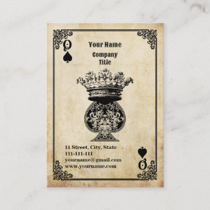 Grunge Queen of Spades Business Card