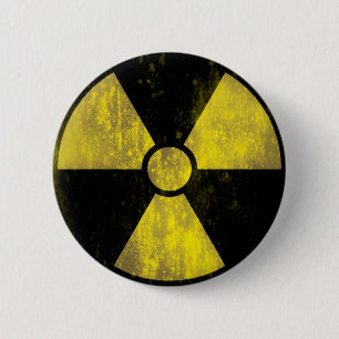 Grunge Radioactive Warning Sign - Button