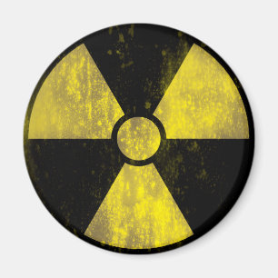 Grunge Radioactive Warning Sign Magnet