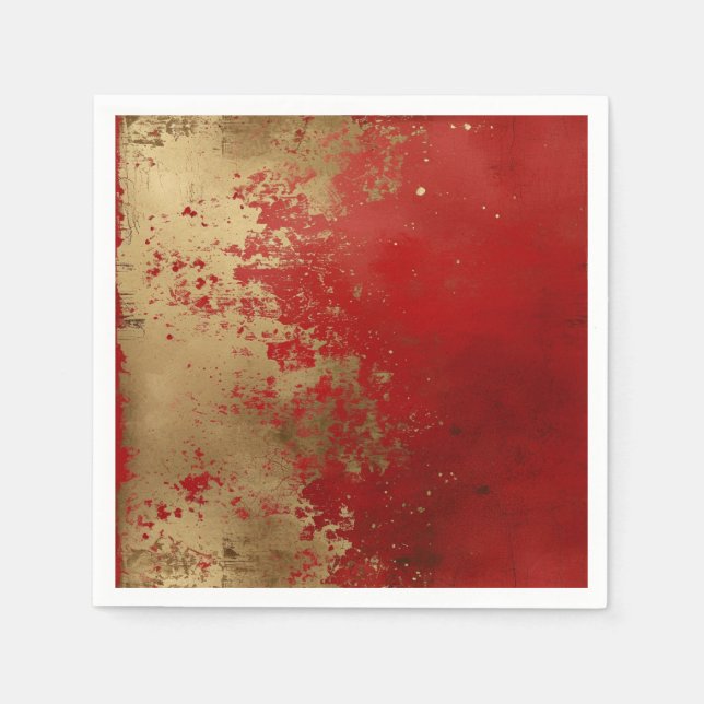 Grunge Red and Gold Napkin (Front)