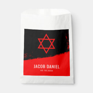 Grunge Red Black Bar Mitzvah Personalised Favour Bag