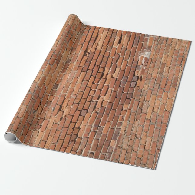 Grunge Red Brick Wall Wrapping Paper (Unrolled)