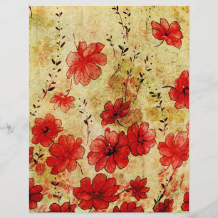 Grunge Red Floral Wallpaper Pattern Scrapbook Pape