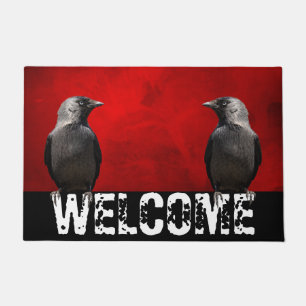 Grunge Red Rug Two Ravens Doormat