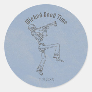Grunge Retro Black Halloween Party Classic Round Sticker