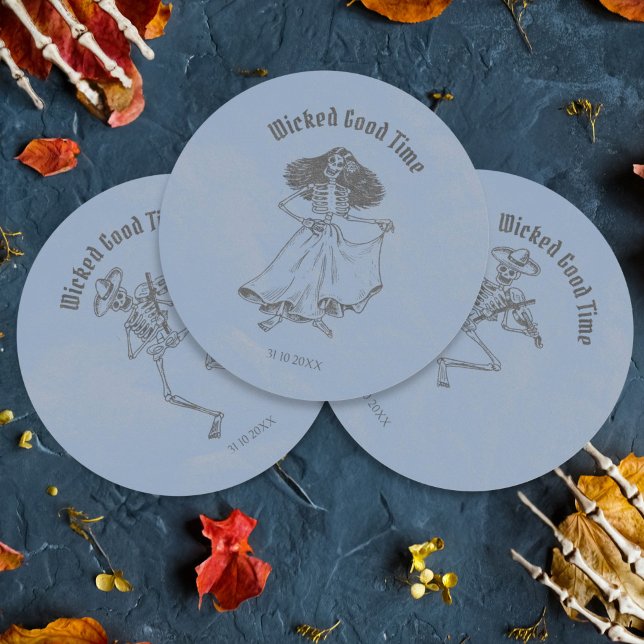 Grunge Retro Black Halloween Party Classic Round Sticker (Creator Uploaded)