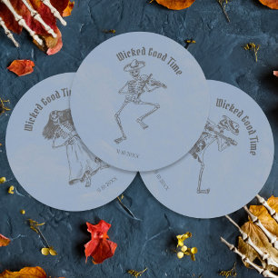 Grunge Retro Black Halloween Party Classic Round Sticker