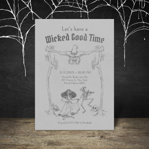 Grunge Retro Black Halloween Party Invitation