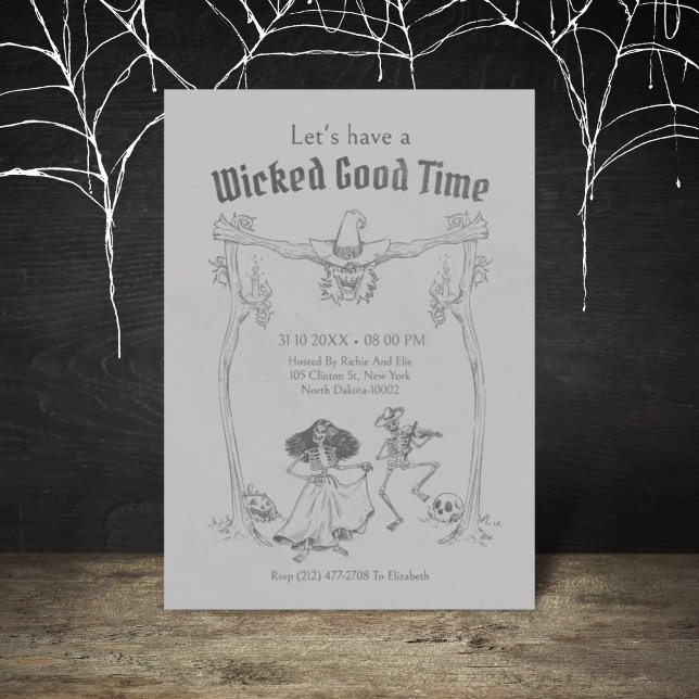 Grunge Retro Black Halloween Party Invitation (Creator Uploaded)