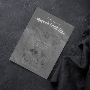 Grunge Retro Black Halloween Party Invitation