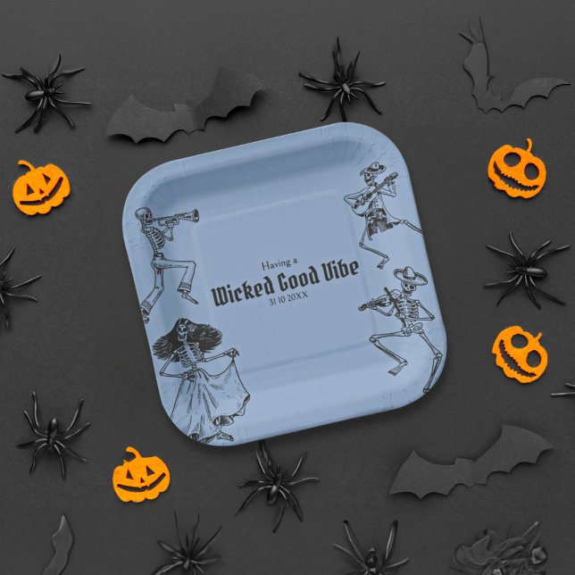 Grunge Retro Black Halloween Party Paper Plate (Creator Uploaded)