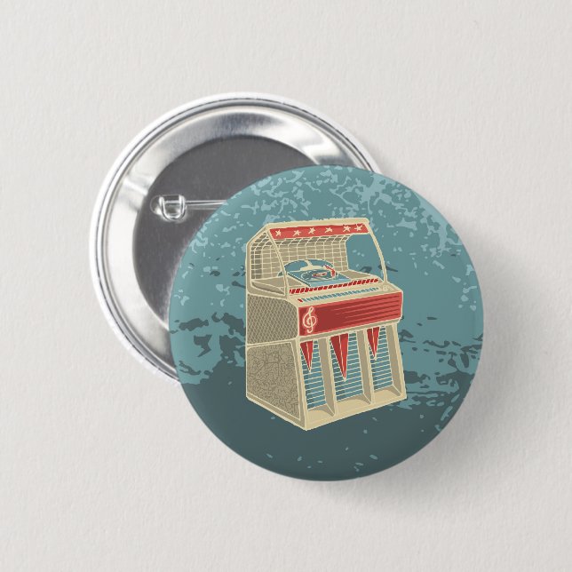 Grunge Retro Jukebox 6 Cm Round Badge (Front & Back)