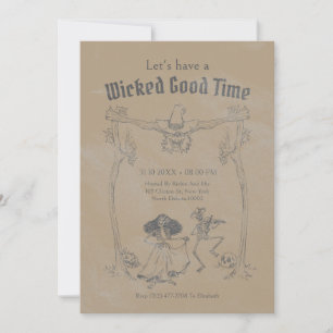 Grunge Retro Old Paper Texture Halloween Party Invitation