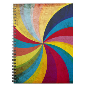 Grunge retro paper, colourful swirl background. notebook